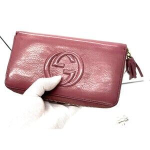 Gucci Soho Tassel Zip Around Long Wallet GG logo textured leather 282413 clutch
